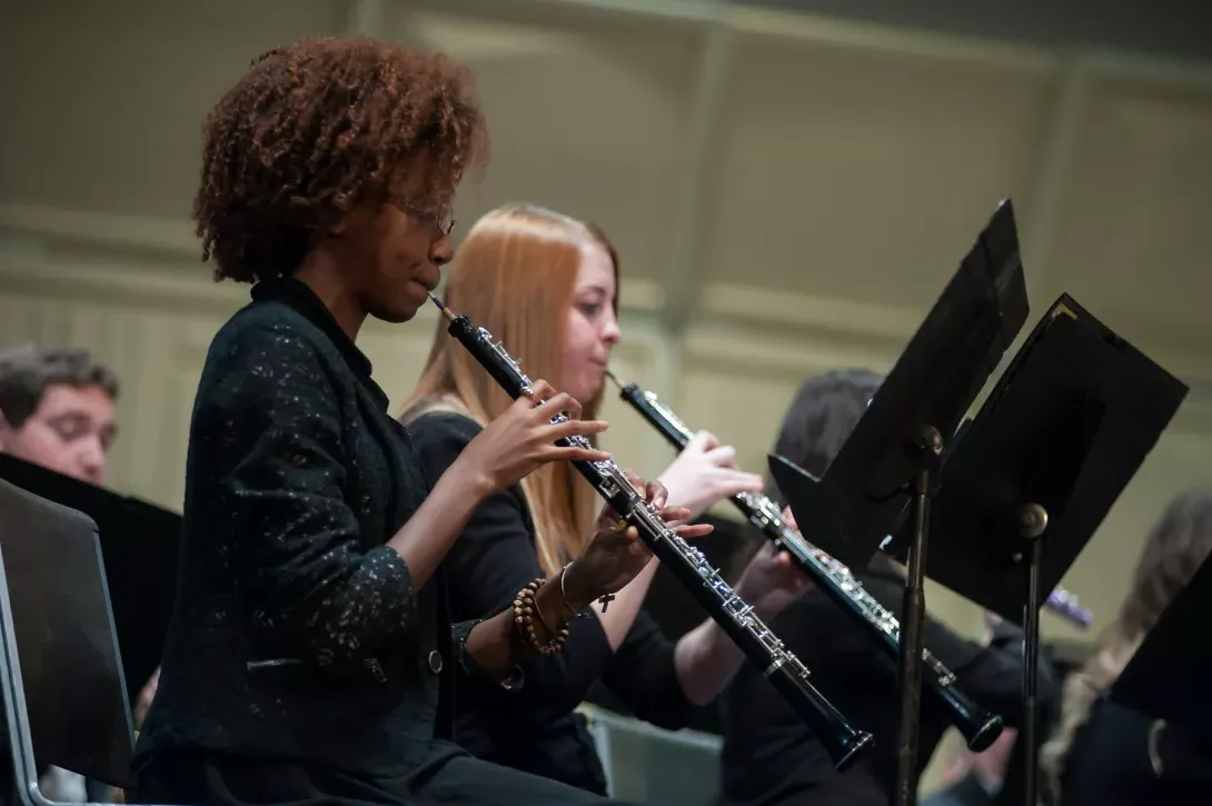 Oboe players in the AU Wind Ensemble